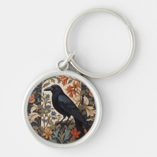Elegant Black Raven William Morris Inspiriert Schlüsselanhänger (Vorne)