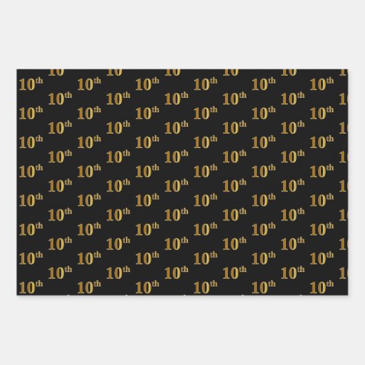 Elegant Black, Red, Blue, Imitate Gold 10. Event # Geschenkpapier Set (Vorderseite)