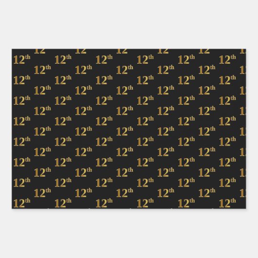 Elegant Black, Red, Blue, Imitate Gold 12. Event # Geschenkpapier Set (Vorderseite)