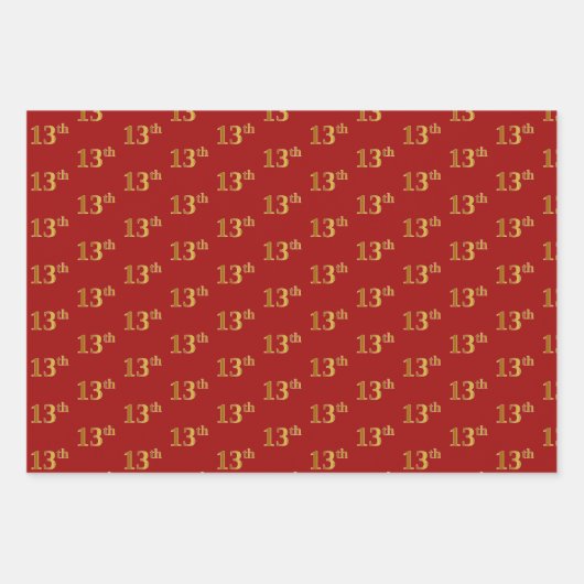 Elegant Black, Red, Blue, Imitate Gold 13. Event # Geschenkpapier Set (Vorderseite 2)