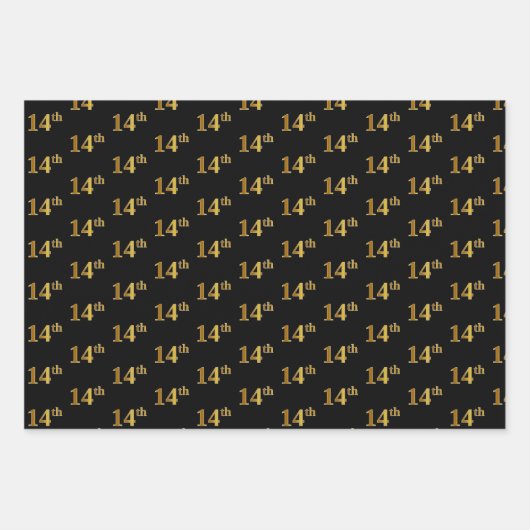 Elegant Black, Red, Blue, Imitate Gold 14. Event # Geschenkpapier Set (Vorderseite)