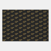 Elegant Black, Red, Blue, Imitate Gold 15. Event # Geschenkpapier Set (Vorderseite)