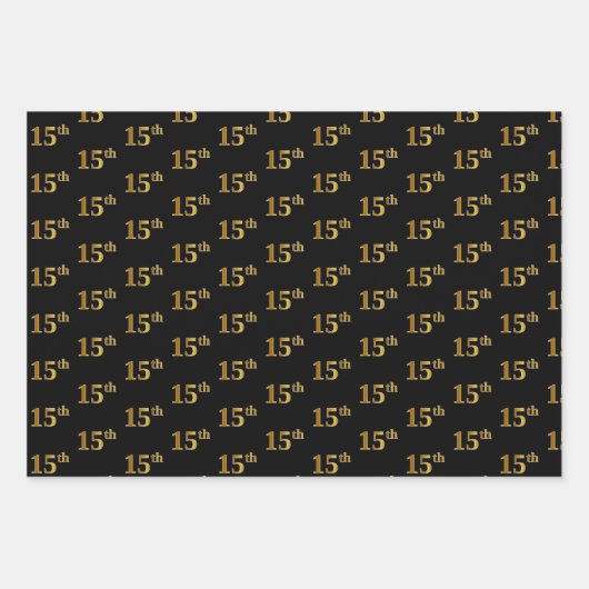 Elegant Black, Red, Blue, Imitate Gold 15. Event # Geschenkpapier Set (Vorderseite)