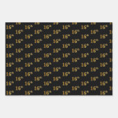 Elegant Black, Red, Blue, Imitate Gold 16. Event # Geschenkpapier Set (Vorderseite)