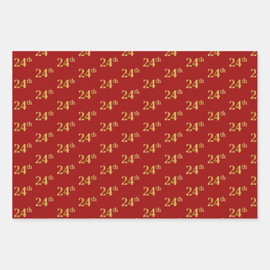 Elegant Black, Red, Blue, Imitate Gold 24. Event # Geschenkpapier Set (Vorderseite 2)