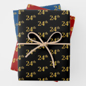 Elegant Black, Red, Blue, Imitate Gold 24. Event # Geschenkpapier Set (Beispiel)