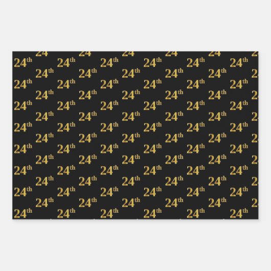 Elegant Black, Red, Blue, Imitate Gold 24. Event # Geschenkpapier Set (Vorderseite)