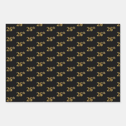 Elegant Black, Red, Blue, Imitate Gold 26. Event # Geschenkpapier Set (Vorderseite)