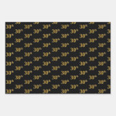 Elegant Black, Red, Blue, Imitate Gold 30. Event # Geschenkpapier Set (Vorderseite)