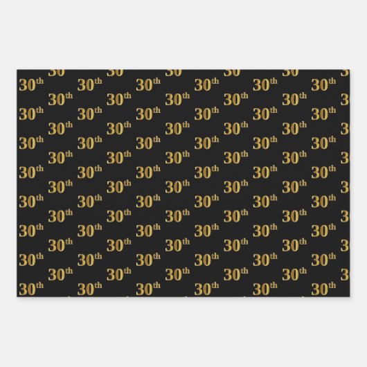 Elegant Black, Red, Blue, Imitate Gold 30. Event # Geschenkpapier Set (Vorderseite)