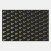 Elegant Black, Red, Blue, Imitate Gold 37. Event # Geschenkpapier Set (Vorderseite)