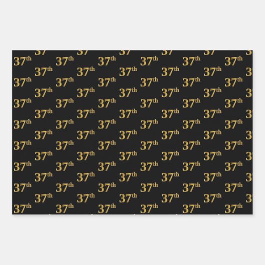 Elegant Black, Red, Blue, Imitate Gold 37. Event # Geschenkpapier Set (Vorderseite)