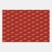 Elegant Black, Red, Blue, Imitate Gold 39. Event # Geschenkpapier Set (Vorderseite 2)