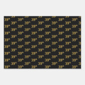 Elegant Black, Red, Blue, Imitate Gold 39. Event # Geschenkpapier Set (Vorderseite)