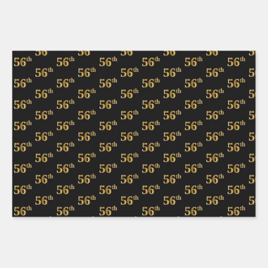 Elegant Black, Red, Blue, Imitate Gold 56. Event # Geschenkpapier Set (Vorderseite)