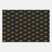 Elegant Black, Red, Blue, Imitate Gold 70. Event # Geschenkpapier Set (Vorderseite)