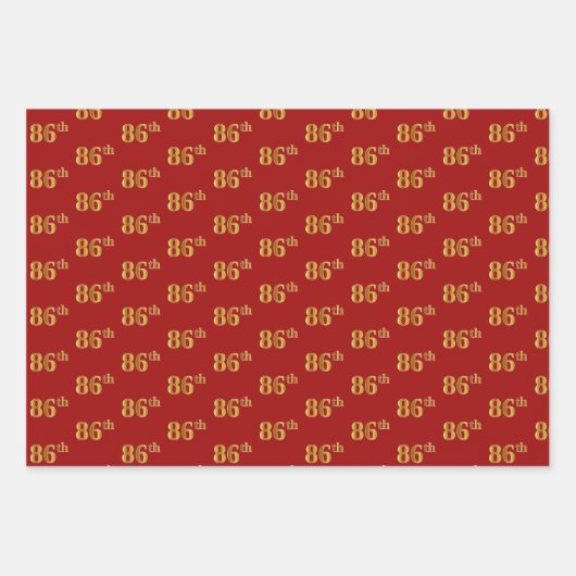 Elegant Black, Red, Blue, Imitate Gold 86. Event # Geschenkpapier Set (Vorderseite 2)