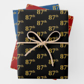 Elegant Black, Red, Blue, Imitate Gold 87. Event # Geschenkpapier Set (Beispiel)