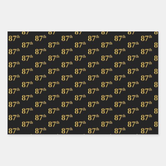 Elegant Black, Red, Blue, Imitate Gold 87. Event # Geschenkpapier Set (Vorderseite)