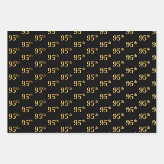 Elegant Black, Red, Blue, Imitate Gold 95. Event # Geschenkpapier Set (Vorderseite)