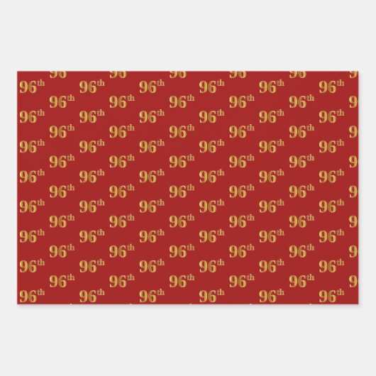 Elegant Black, Red, Blue, Imitate Gold 96. Event # Geschenkpapier Set (Vorderseite 2)