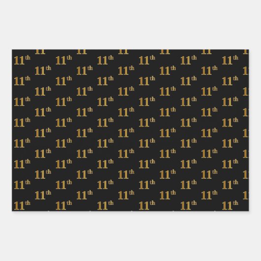 Elegant Black, Red, Blue, Imitats Gold 11. Event # Geschenkpapier Set (Vorderseite)