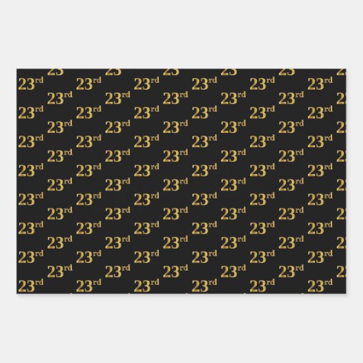 Elegant Black, Red, Blue, Imitats Gold 23. Event # Geschenkpapier Set (Vorderseite)