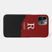 Elegant Black & red custom initial name Case-Mate iPhone Hülle (Rückseite (Horizontal))