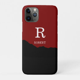 Elegant Black & red custom initial name Case-Mate iPhone Hülle