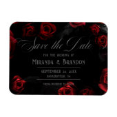 Elegant Black Red Floral Save the Date Magnet (Horizontal)