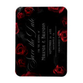 Elegant Black Red Floral Save the Date Magnet (Vertikal)