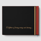 Elegant Black Red Gold 50 Jahre alt Gästebuch (Rückseite)