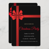 Elegant Black Red Ribonn Einladung (Vorne/Hinten)