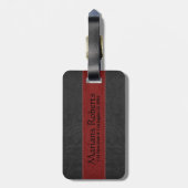 Elegant Black & Red Vintage Leather Luggage Tag Gepäckanhänger (Rückseite vertikal)