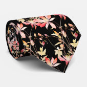 Elegant Black Red Wildblumen Neck Tie Krawatte (Gerollt)