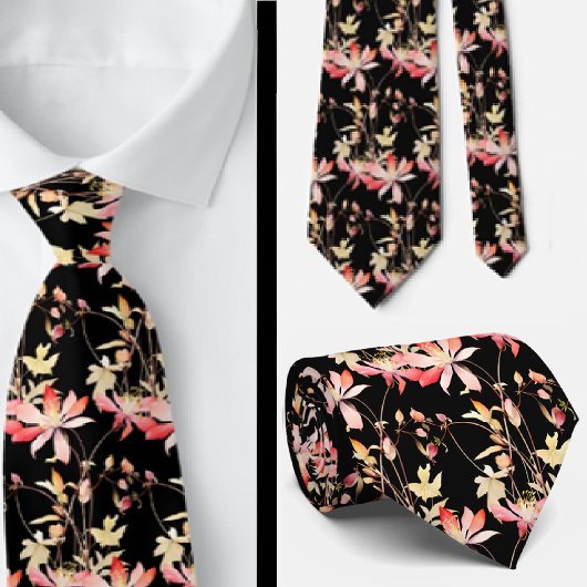 Elegant Black Red Wildblumen Neck Tie Krawatte