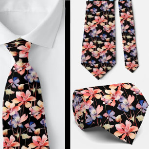 Elegant Black Red Wildblumen Neck Tie Krawatte