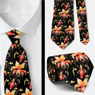 Elegant Black Red Wildblumen Neck Tie Krawatte