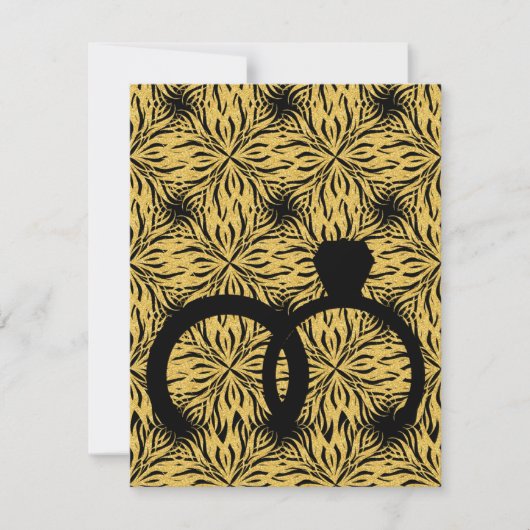 elegant black ring gold star flower einladung (Vorderseite)