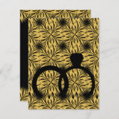 elegant black ring gold star flower einladung (Vorne/Hinten)