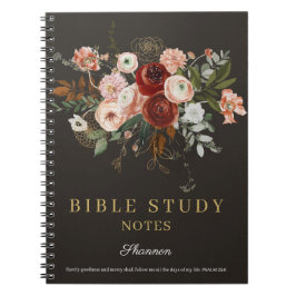 Elegant Black Rose Gold Floral Custom Bible Study Notizblock