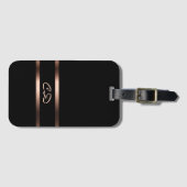 Elegant black rose gold monogram initials gepäckanhänger (Vorderseite (Horizontal))