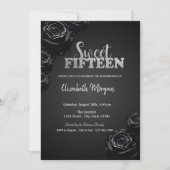 Elegant Black Rose Gothic 15. Geburtstag Einladung (Vorderseite)