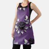 Elegant Black Roses With Silver Leaves Schürze (InSitu)