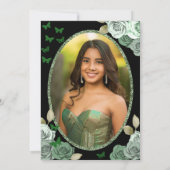 Elegant Black Sage Green Rose 18th Birthday Debut  Einladung (Rückseite)