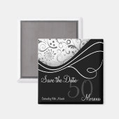 Elegant Black Save the Date Magnet (Vorderseite/Rückseite)
