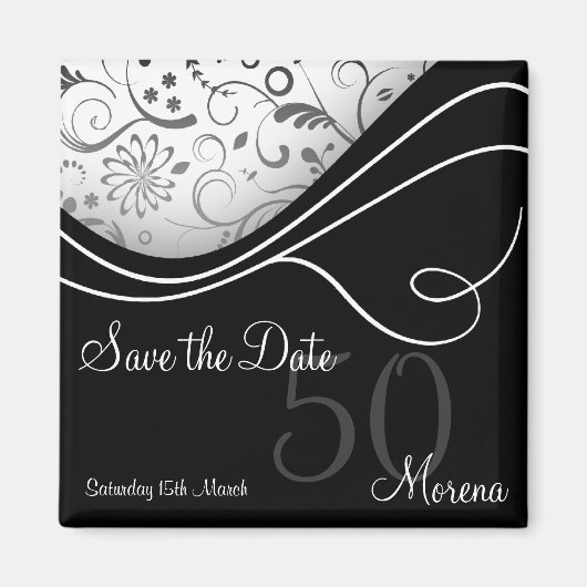 Elegant Black Save the Date Magnet (Vorne)
