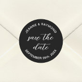 Elegant Black Save the Date Wedding Ankündigung Runder Aufkleber