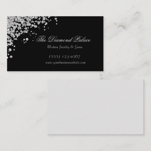 Elegant Black Scattered Diamonds Jewel Visitenkarte (Vorne/Hinten)