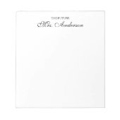 Elegant Black Script Future Frau Name Bride Weddin Notizblock (Vorderseite)